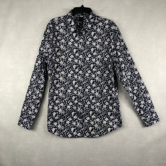 H&M Men's Large Slim Fit Coupe Etroite Button-Up Shirt Navy Blue - Picture 1 of 7